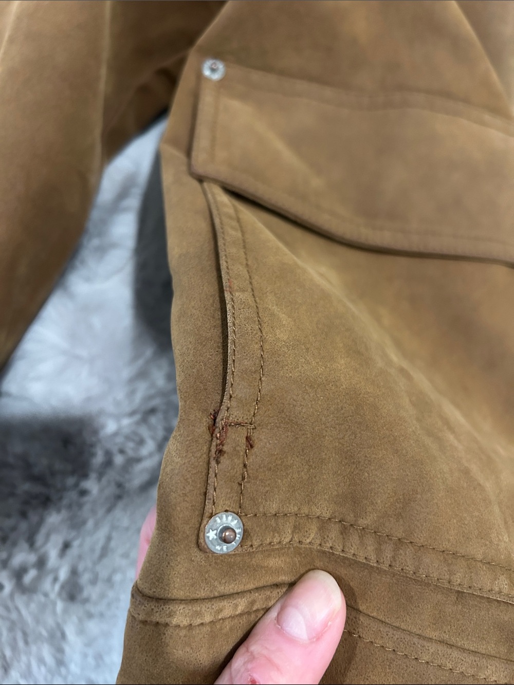 Free People We The Free Blair Vegan Faux Leather Suede Jacket Caramel Cafe XS - Picture 6 of 7